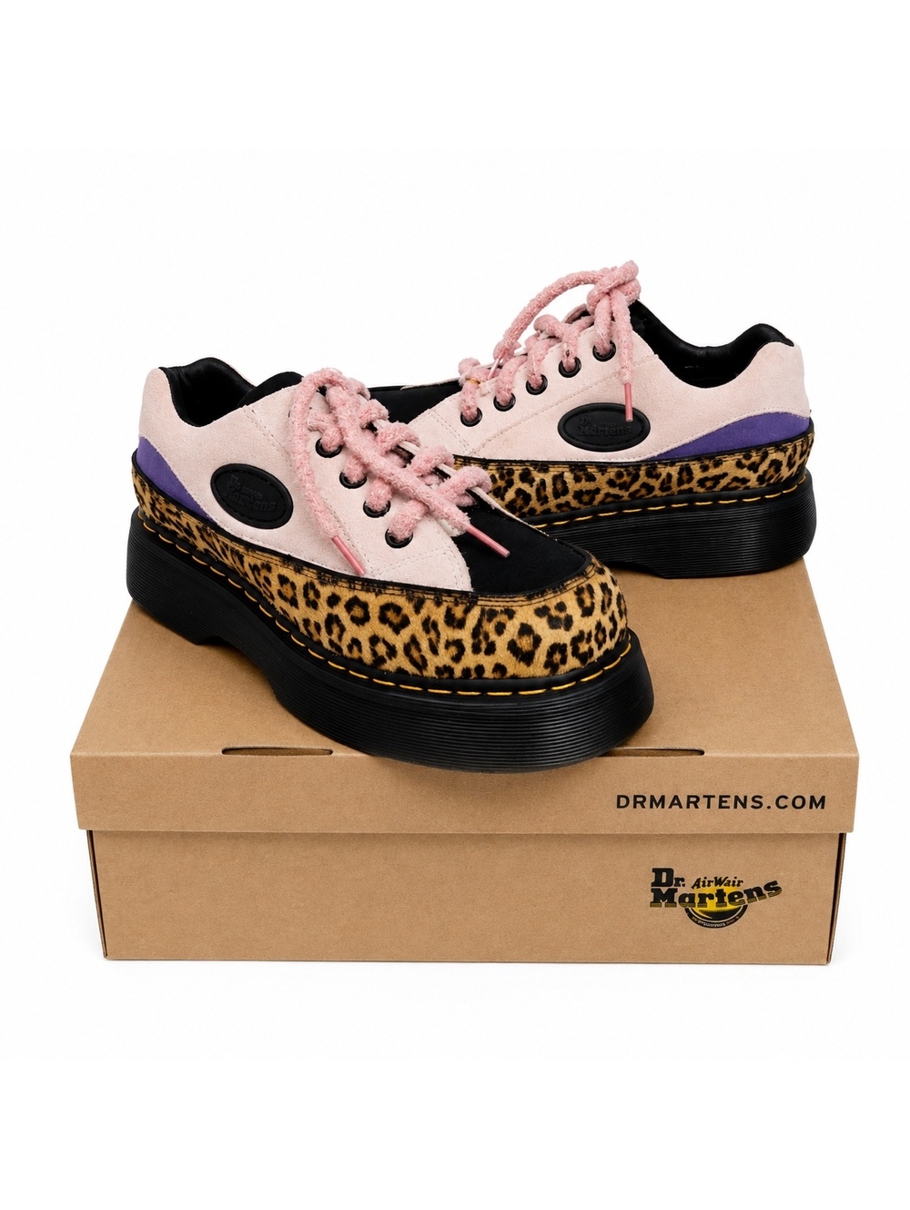 Dr. Martens Buzz 51 Leopard Pink Purple Platform Shoes Size 8